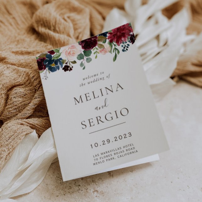 Fancy Classic Flowers Folded Wedding Program (Creator Uploaded)