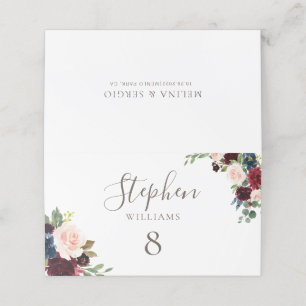 Fancy Classic Flowers Wedding  Place Card