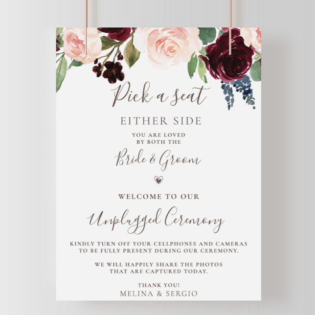 Fancy Classic Flowers Wedding Unplugged Ceremony   Poster (Creator Uploaded)