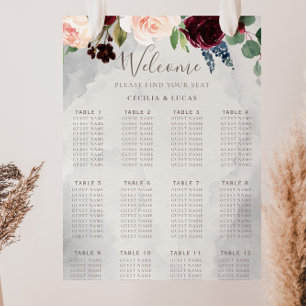 Fancy Classic Rose Flowers Wedding Seating Chart