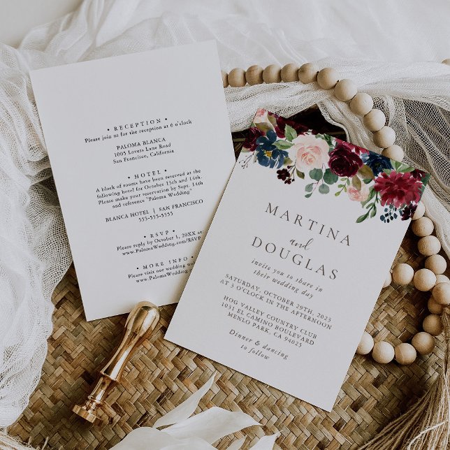 Fancy Classic Roses Back & Front Wedding   Invitation (Creator Uploaded)