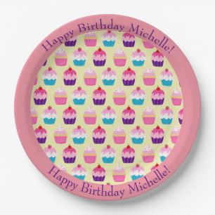 Fancy, Colourful Cupcakes Birthday Plates