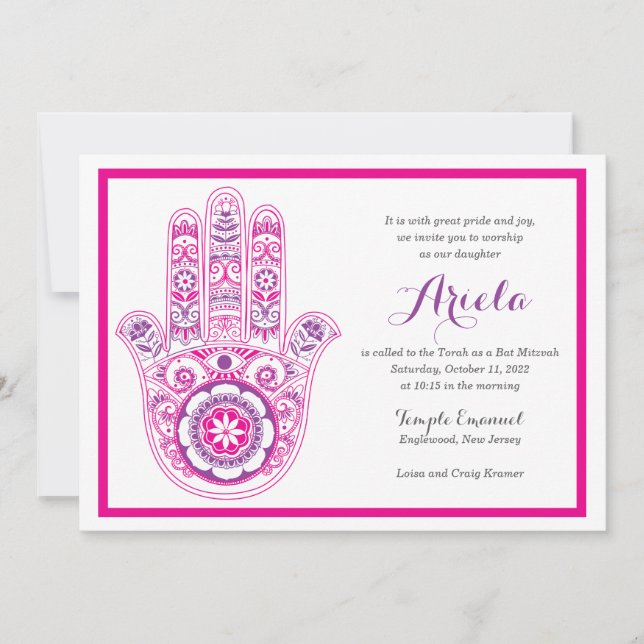 Fancy Colourful Hamsa Invitation (Front)