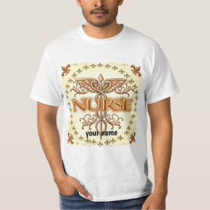 Fancy Copper Caduceus Nurse  t-shirt 