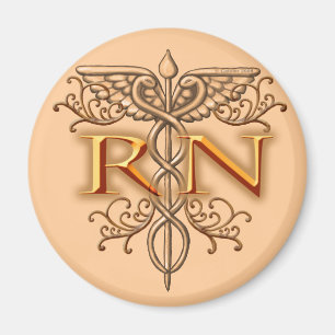Fancy Copper Caduceus RN Nurse  Magnet