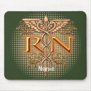 Fancy Copper Caduceus RN Nurse Mouse Pad