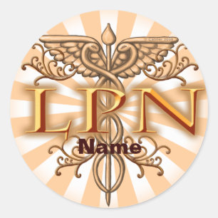 Fancy Copper LPN Nurse Caduceus  Classic Round Sticker