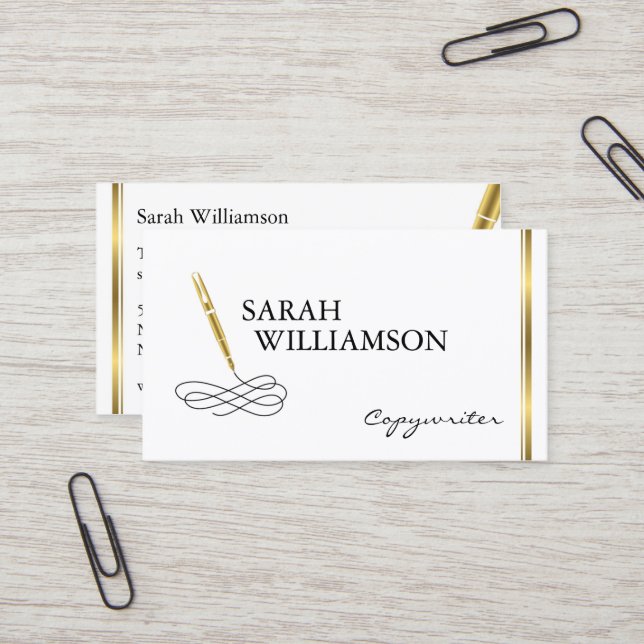 Fancy Copywriter Business Card (Front/Back In Situ)