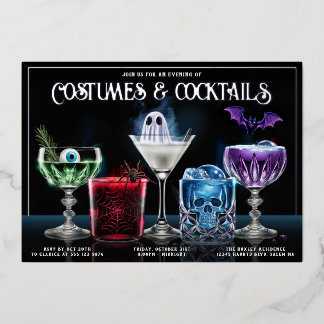 Fancy Costumes & Cocktails Custom Foil Invitation