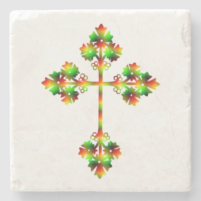 FANCY CROSS STONE COASTER (Front)