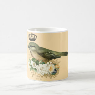 Fancy Crown Bird on Peach Coffee Mug