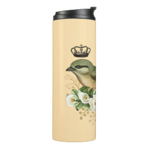 Fancy Crown Bird on Peach Personalised  Thermal Tumbler