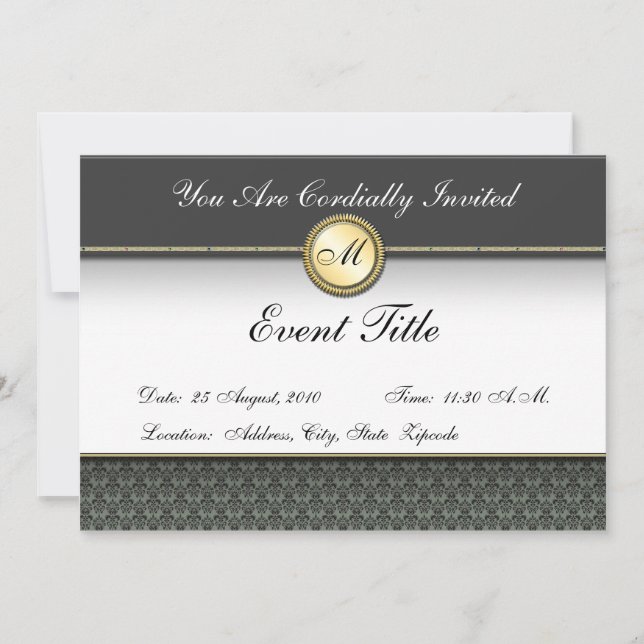 Fancy Custom Monogram Formal Invitation (Front)