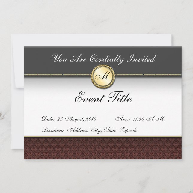 Fancy Custom Monogram Formal Invitation (Front)