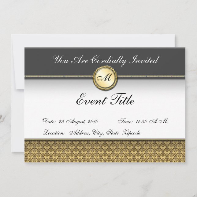 Fancy Custom Monogram Formal Invitation (Front)