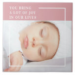 Fancy Cute Baby Photo | Pink & White | Quote  Ceramic Tile<br><div class="desc">Introducing our "Joyful Moments Collection, " where happiness meets creativity! Celebrate the sheer joy and wonder of life with our stunning Pink Background Baby Photo Quote products. Whether you're shopping for yourself or searching for the perfect gift,  our collection promises to brighten your day and warm your heart.</div>