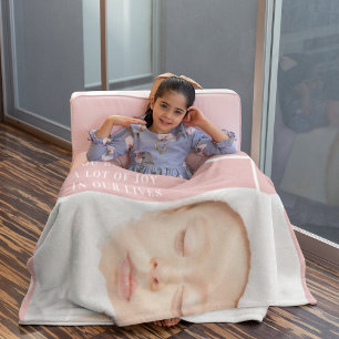 Fancy Cute Baby Photo Pink & White Quote Sherpa Blanket