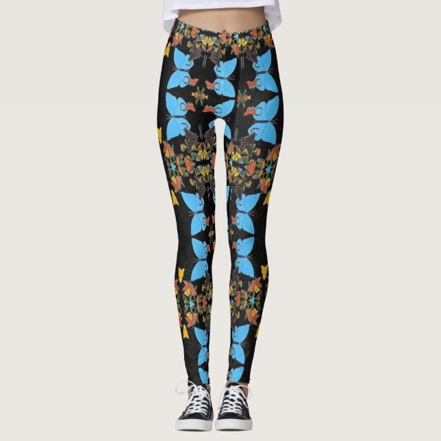 Fancy Cute Colourful Butterfly Collage Designed Leggings (Front)