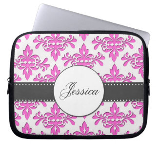 Fancy Damask Monogram Laptop Sleeve