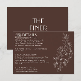 Fancy Dark Cocoa Floral Boho Chic Wedding Details Enclosure Card