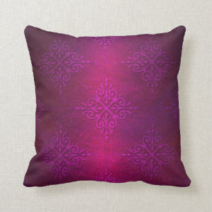 Fancy Deep Pink Purple Damask Pattern Cushion
