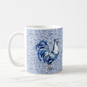Fancy Delft Blue And White Rooster Chicken Coffee Mug