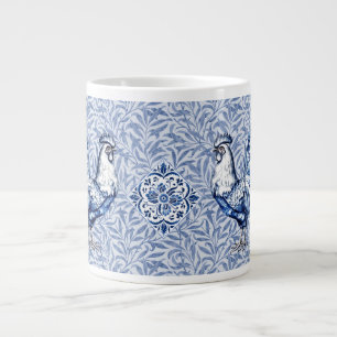Fancy Delft Blue And White Rooster Chicken Large Coffee Mug
