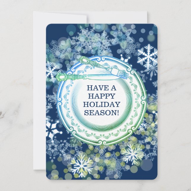 Fancy dinner plate chef catering Christmas holiday Card (Front)