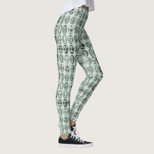Fancy Easter Eggs Pattern Light Green Leggings