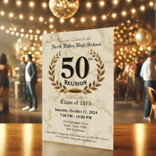Fancy Elegant 50th High School Reunion Class of 75 Invitation