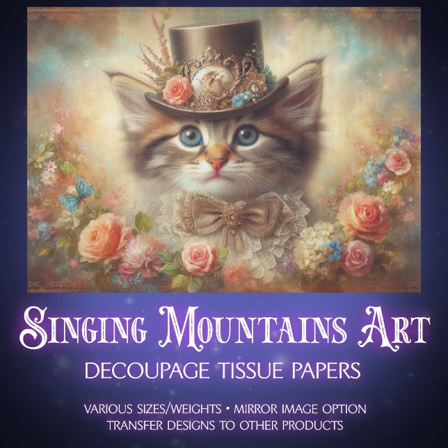 Fancy Elegant Feline Floral Decoupage  Tissue Paper (Creator Uploaded)