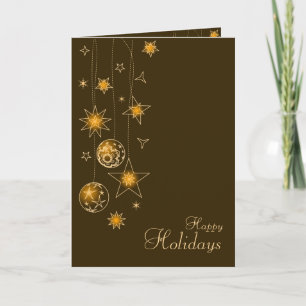 Fancy Elegant Gold Yellow Christmas Decorations Holiday Card