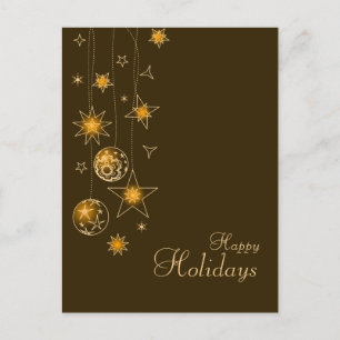 Fancy Elegant Gold Yellow Christmas Decorations Holiday Postcard