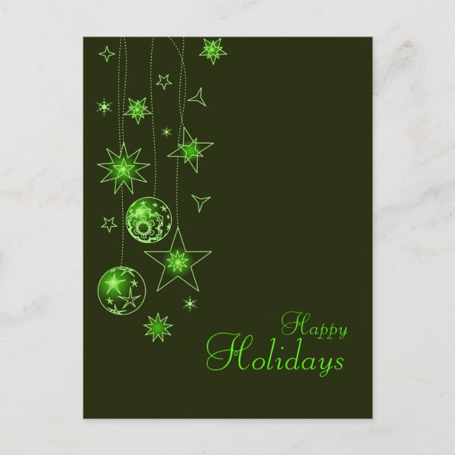 Fancy Elegant Green Christmas Decorations Holiday Postcard (Front)