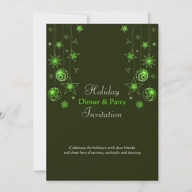 Fancy Elegant Green Christmas Decorations Invitation (Front)