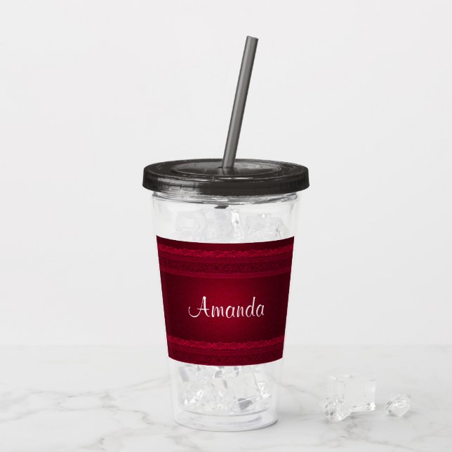 Fancy & Elegant Red Background Stylish Acrylic Tumbler (Back Ice)