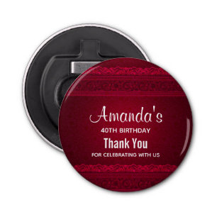 Fancy & Elegant Red Background Stylish Birthday Bottle Opener