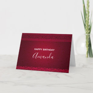 Fancy & Elegant Red Background Stylish Birthday Card