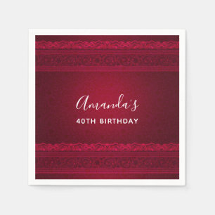 Fancy & Elegant Red Background Stylish Birthday Napkin