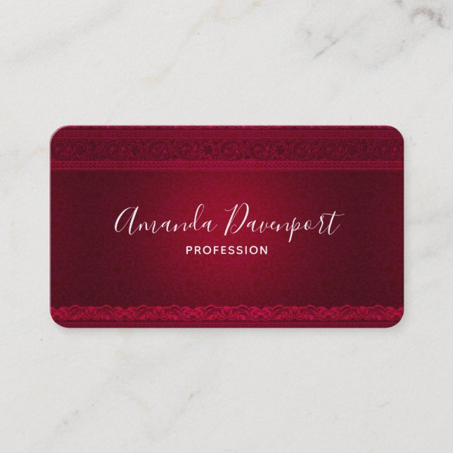 Fancy & Elegant Red Background Stylish Business Card (Front)