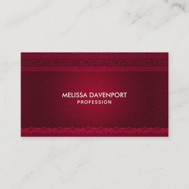 Fancy & Elegant Red Background Stylish Business Card (Front)