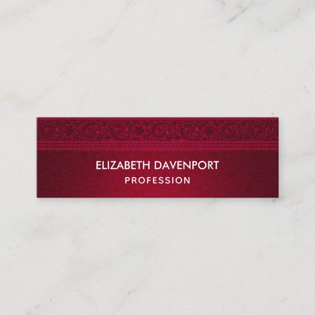 Fancy & Elegant Red Background Stylish Mini Business Card (Front)