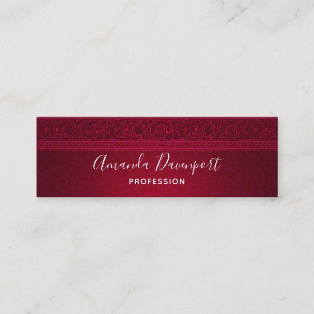 Fancy & Elegant Red Background Stylish Mini Business Card (Front)
