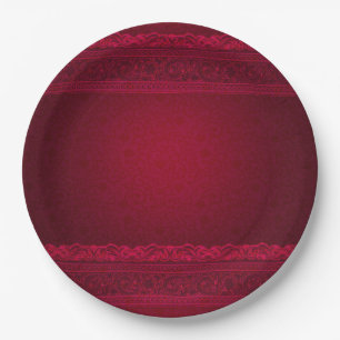 Fancy & Elegant Red Background Stylish Paper Plate