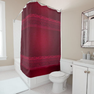 Fancy & Elegant Red Background Stylish Shower Curt Curtain