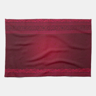 Fancy & Elegant Red Background Stylish Tea Towel