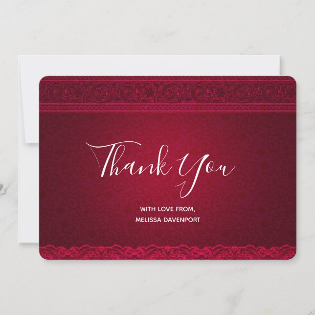 Fancy & Elegant Red Background Stylish Thank You Card (Front)