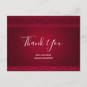 Fancy & Elegant Red Background Stylish Thank You Postcard