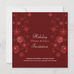 Fancy Elegant Red Christmas Decorations Invitation