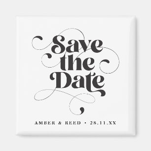 Fancy Elegant Script Font Save the Date Magnet